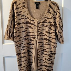 Lane Bryant Brown and Black Patterned Cardigan